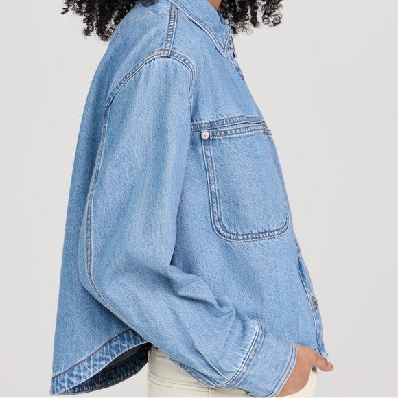 NWOT Madewell Denim Long Sleeve Crop Button Down Shirt - Picture 5 of 10